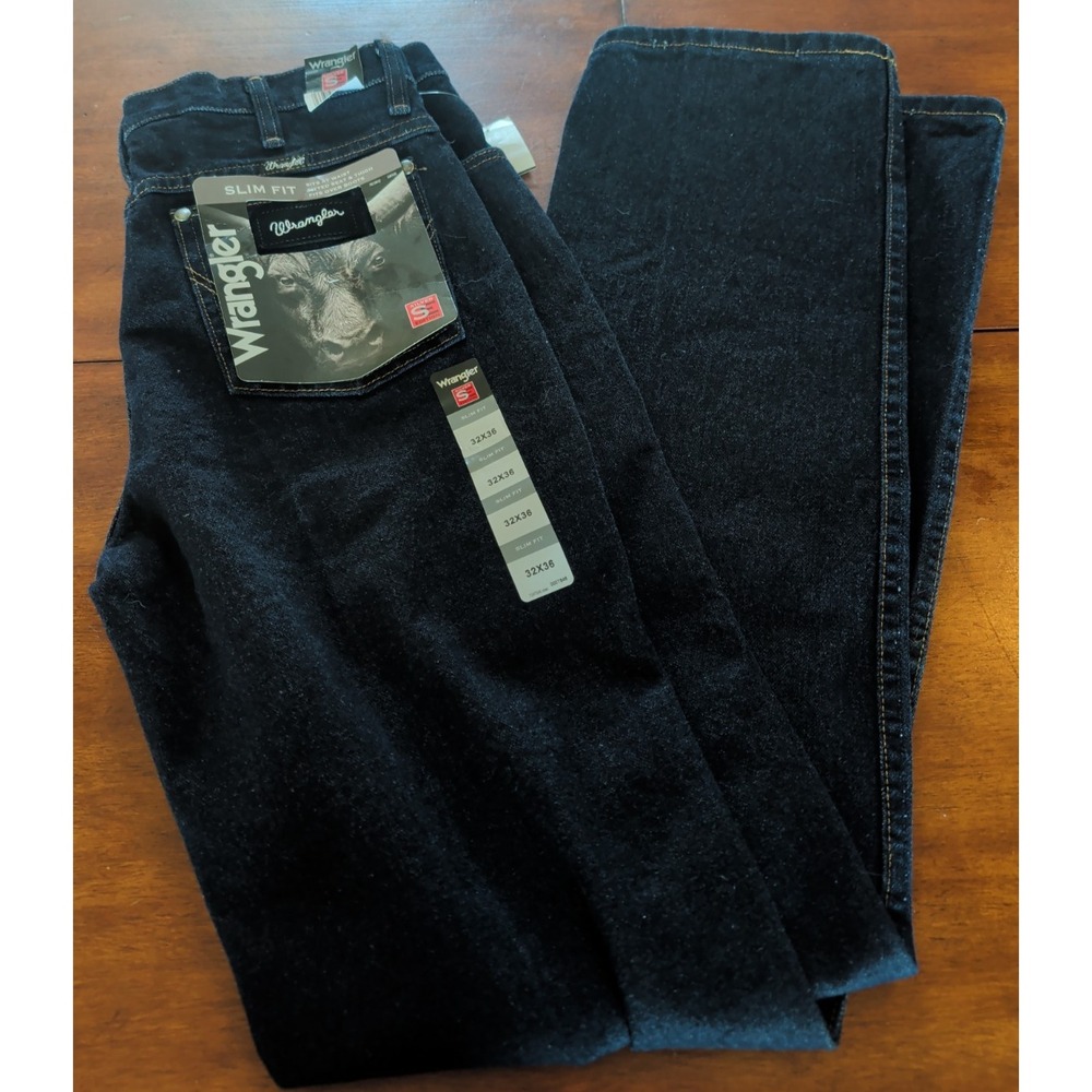 Wrangler Womens Western Cut Slim Fit Dark Blue Denim Jeans 32x36 Silver Edition
